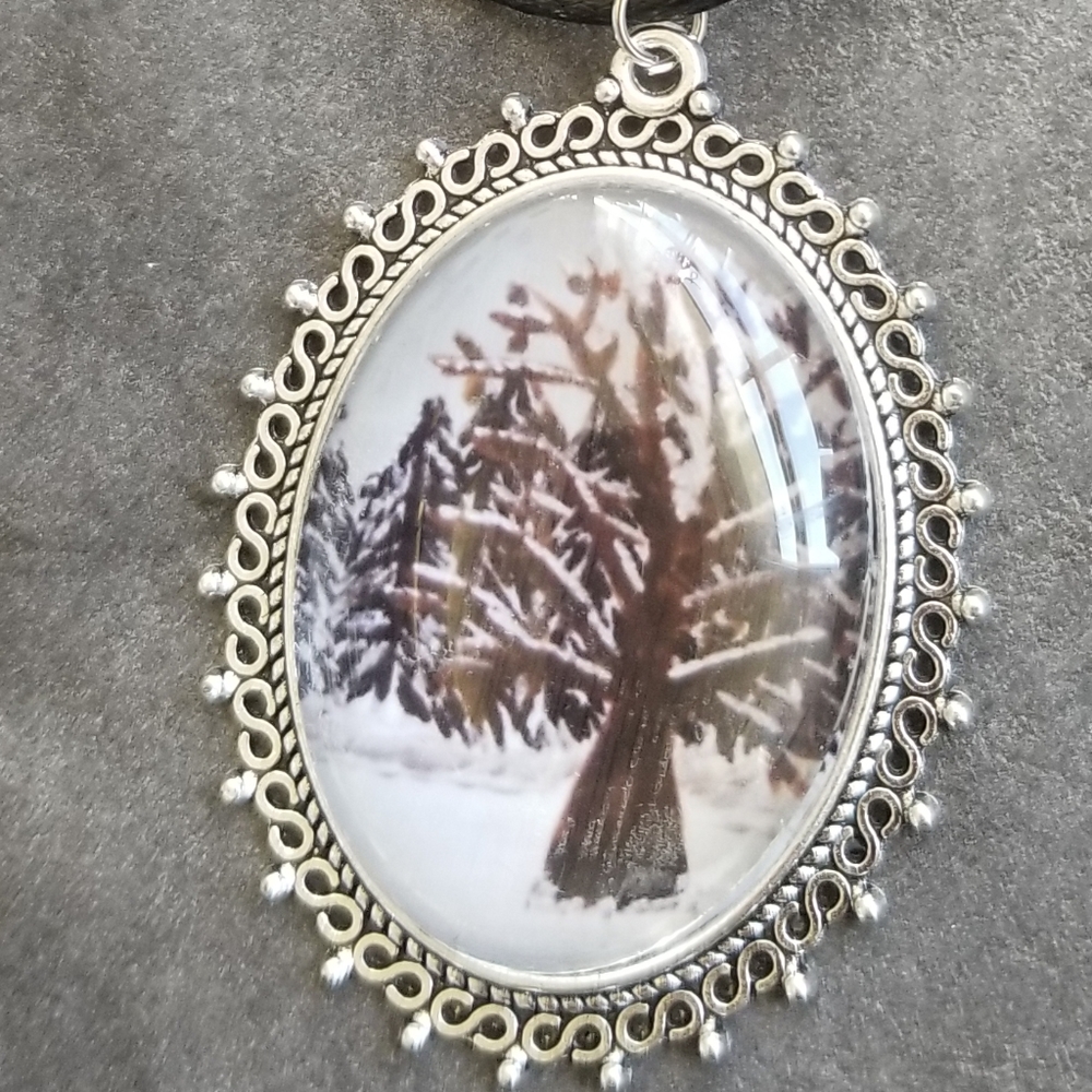 Original Artwork Necklace Snowy Tree